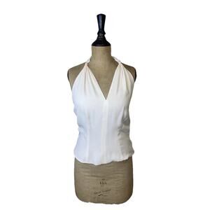 Y2K DD Silk Halter Top - Size 8 Ivory Beaded‎ Fairycore Festival Coquette